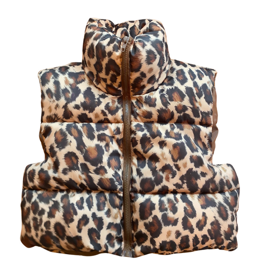 Leopard Cropped Puffer Vest