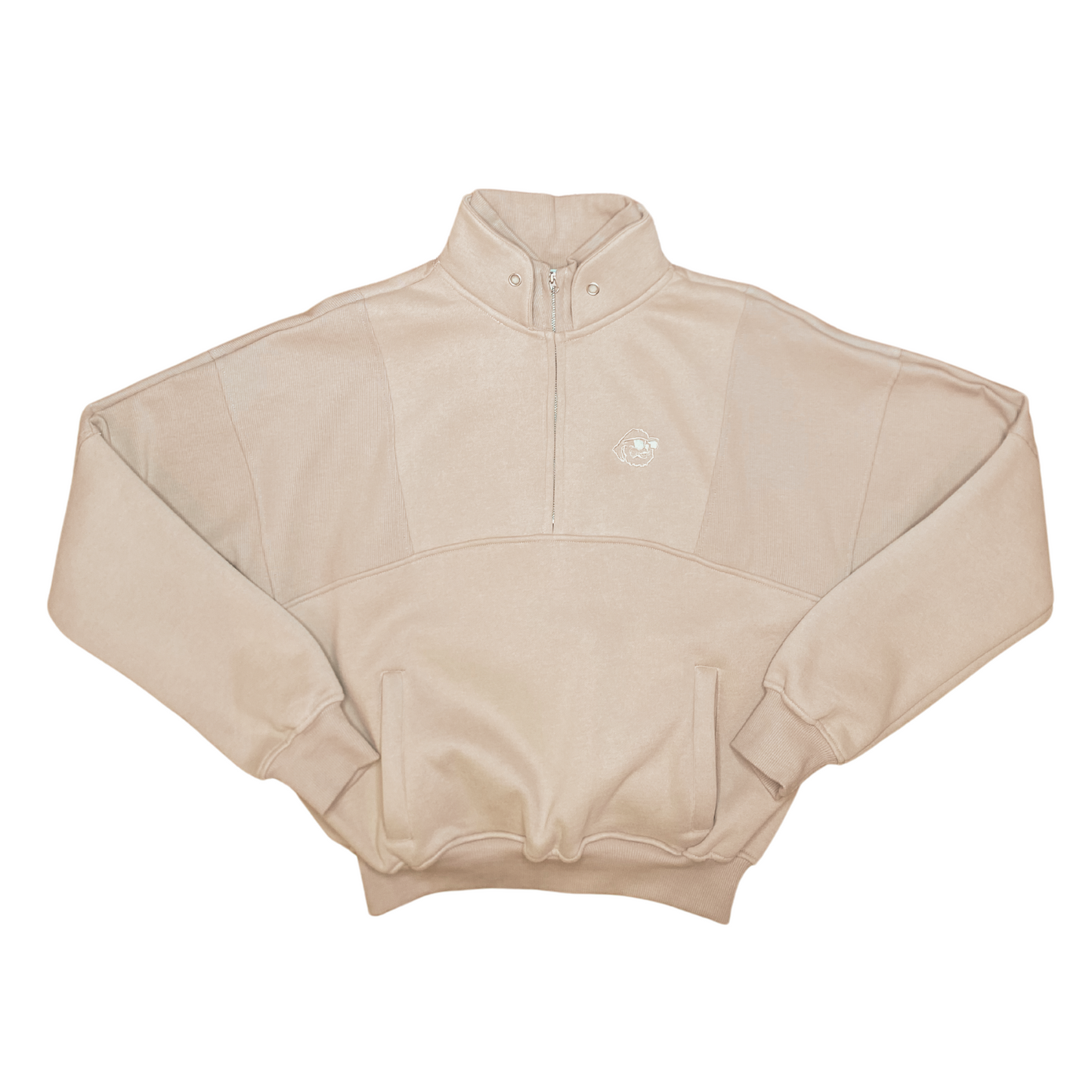 Retro Half Zip Sweatshirt Tan