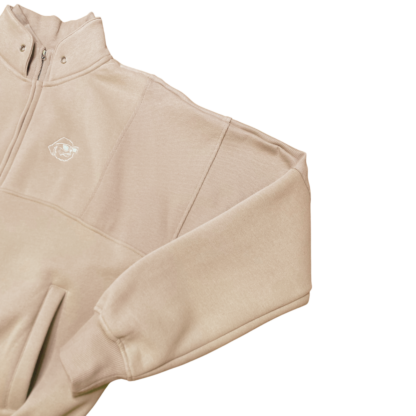 Retro Half Zip Sweatshirt Tan