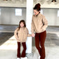 Retro Half Zip Sweatshirt Tan